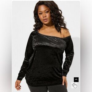 Torrid Black Velvet Off-Shoulder Tunic